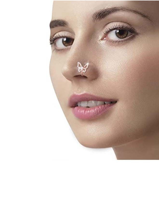 Generic - 1Pcs Crystal Butterfly Fake Nose Ring - Image 1
