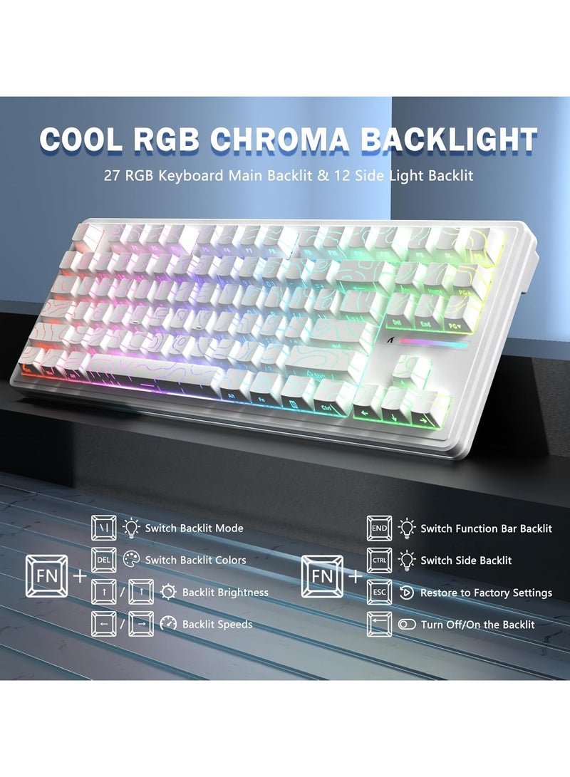 Attack Shark M87 PRO V2 Wireless Mechanical Gaming Keyboard, Triple Mode BT5.0/2.4Ghz/Type-C, Hot Swappable Gasket RGB Custom Keyboard, Linear Switch&Side Printed PBT Keycaps - Image 5