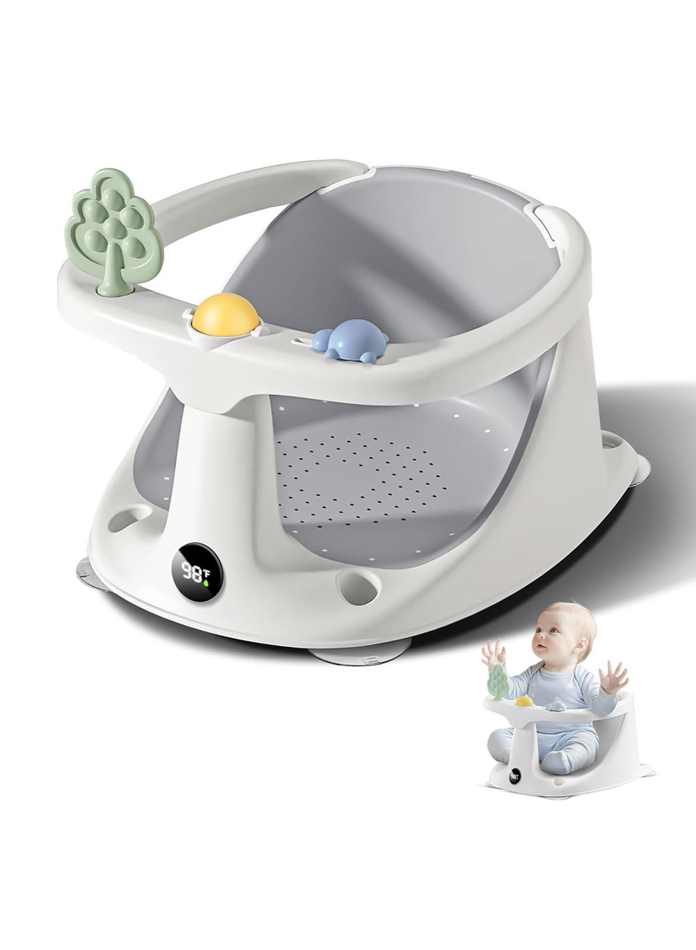 Baby Bath Seat for Babies 6 Months & Up, Non-Slip Toddler Bath Seat for Baby Sitting Up, Safe Baby Bath tub Seat with Suction Cups, Soft Cushion, Baby Bath