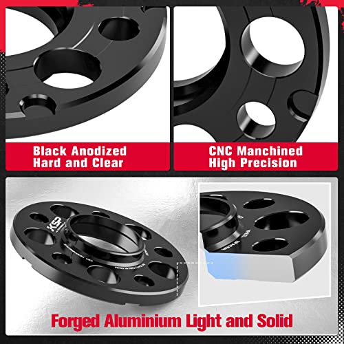KSP PERFORMANCE KSP 5x112 to 5x112 Wheel Spacers for Mercedes-Benz, 12mm Hubcentric Wheel Spacer for W204 W208 W209 W216 C300 C350 C63 AMG, Forged 5 Lug Tuning Spacer with 66.56mm Hub Bore, 6061T6 Aluminum Black 2PC - Image 4
