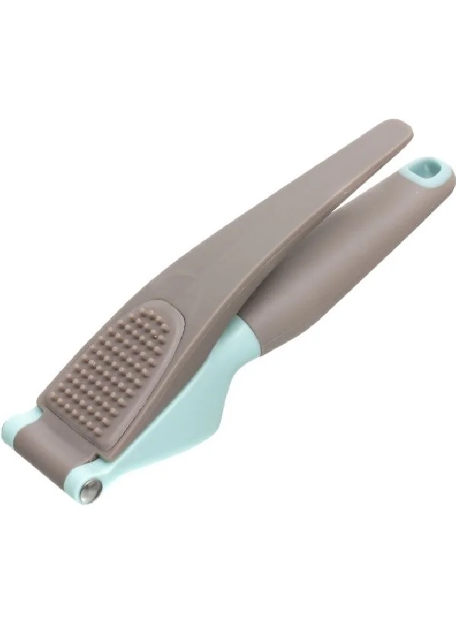 PARFAIT Non-Slip Grip Ergonomic Design Garlic Presser Blue and Brown 5.2 x 4.6 x 18.3 cm HG6086CC