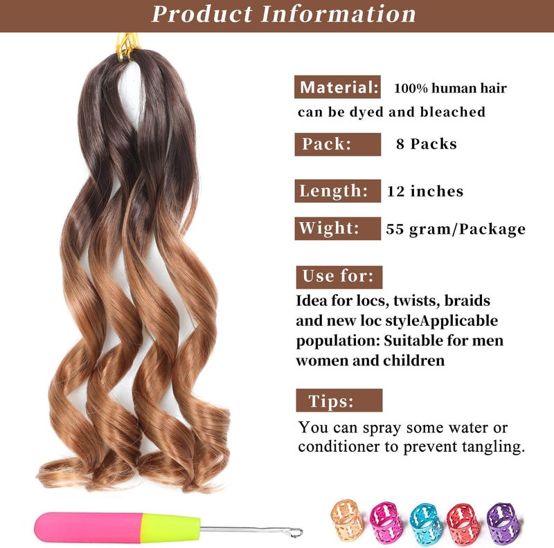 FALEMEI French Curl Braiding Hair 12 Inch 8 Packs Curly Braiding Hair Pre Stretched French Curls Braiding Extension Curl Crochet Braids Spiral Extensions (OT4/30#, 12 Inch (Pack of 8)) - Image 3
