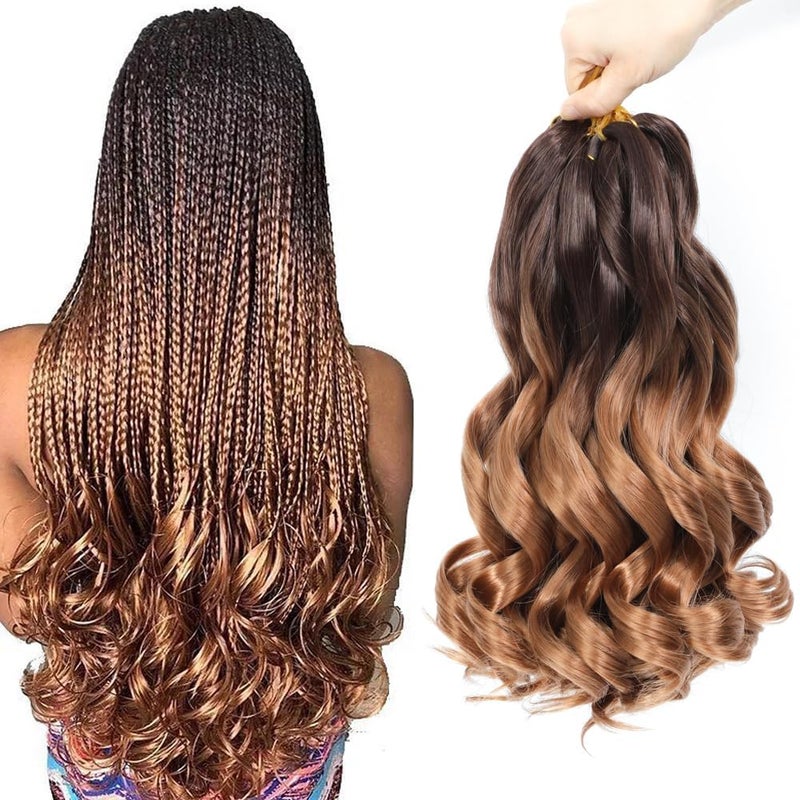 FALEMEI French Curl Braiding Hair 12 Inch 8 Packs Curly Braiding Hair Pre Stretched French Curls Braiding Extension Curl Crochet Braids Spiral Extensions (OT4/30#, 12 Inch (Pack of 8)) - Image 1