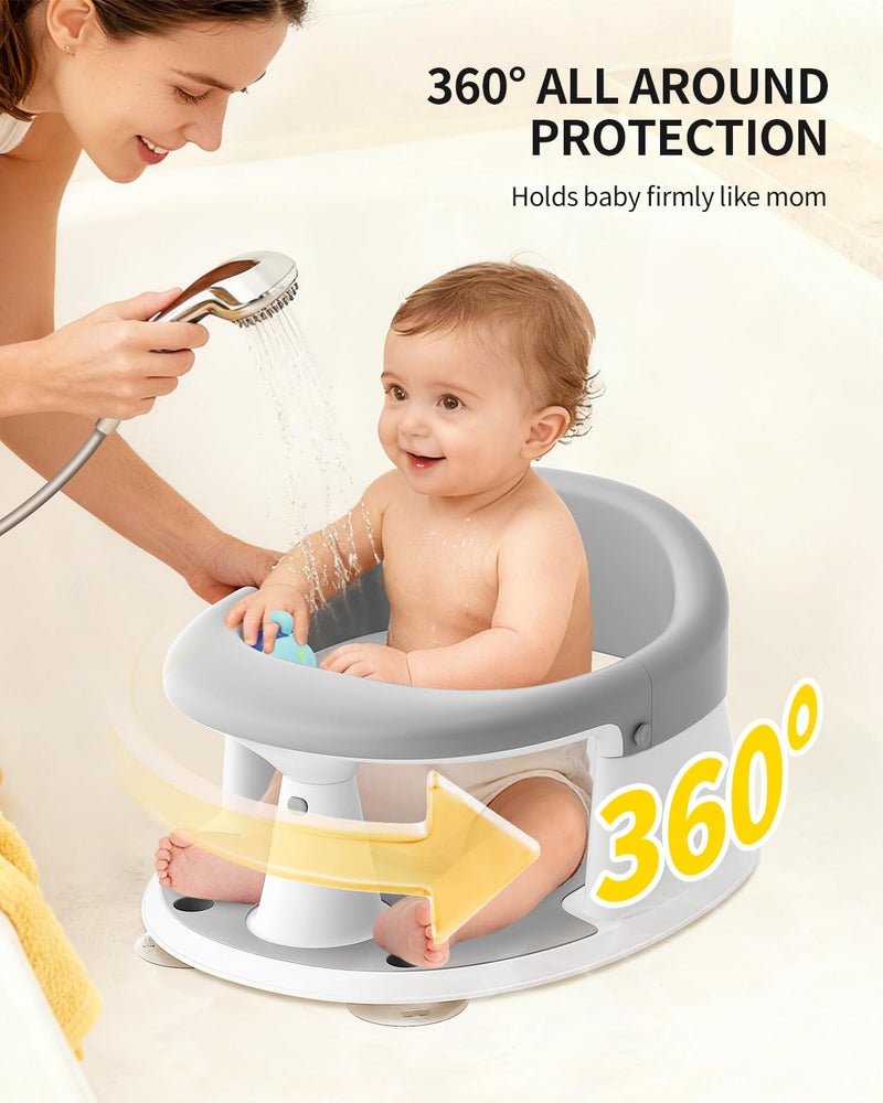 GrowthFun Baby Bath Seat for Babies 6 Months & Up, Bath Seats for Babies Sitting Up, 3 Baby Bath Toys, Open Design, Non-Slip, Compact Toddler Bath Seat. - Image 4