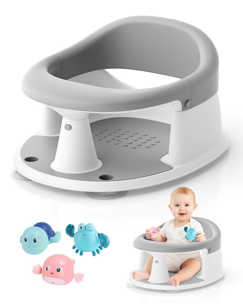 GrowthFun Baby Bath Seat for Babies 6 Months & Up, Bath Seats for Babies Sitting Up, 3 Baby Bath Toys, Open Design, Non-Slip, Compact Toddler Bath Seat. - Image 1