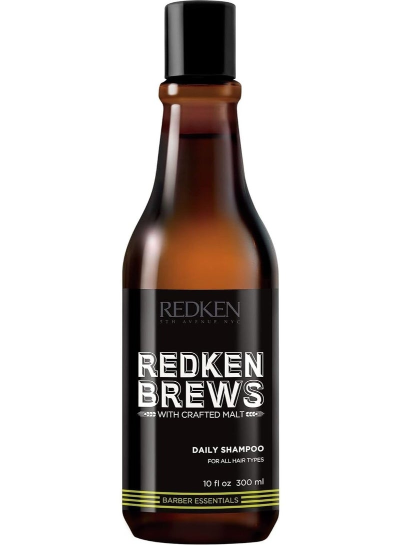 Redken Brews Daily Shampoo For Men 10.1 Oz – Gentle Daily Cleansing Shampoo for Men's Hair | Lightweight Moisture & Fresh Scalp | 300ml - Image 1