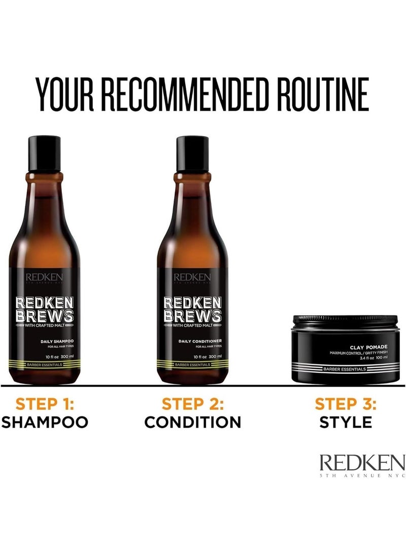 Redken Brews Daily Shampoo For Men 10.1 Oz – Gentle Daily Cleansing Shampoo for Men's Hair | Lightweight Moisture & Fresh Scalp | 300ml - Image 2