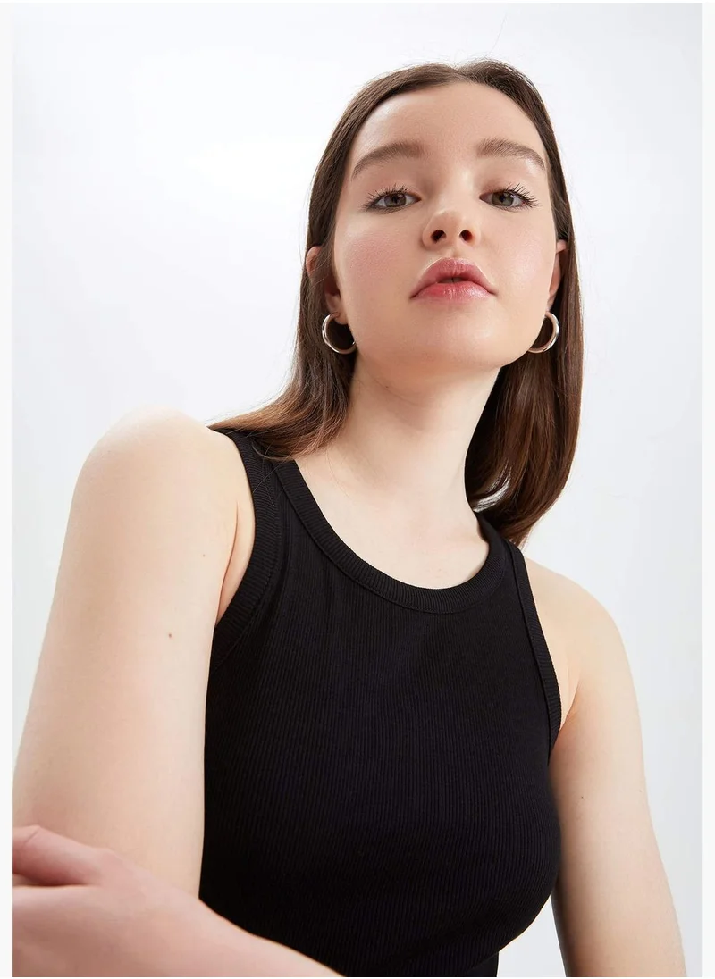 DeFacto Relax Fit Basic Cotton Halter Midi Dress