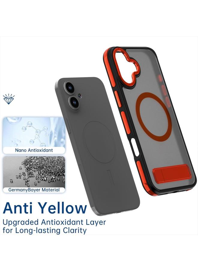 S-TOP Case For iPhone 16 Dual-Color Skin Feel Magsafe Phone Case with Holder - Image 4