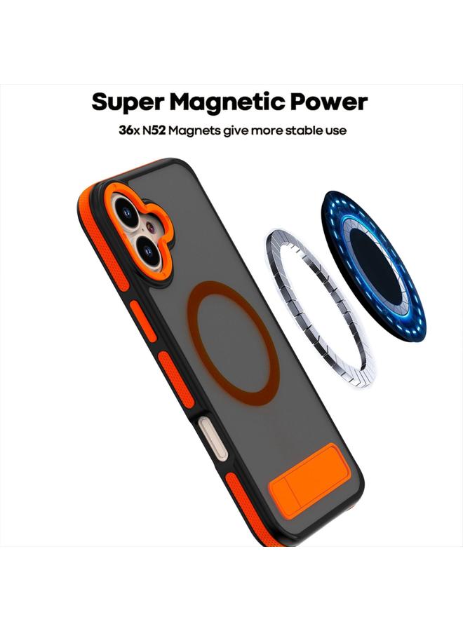 S-TOP Case For iPhone 16 Dual-Color Skin Feel Magsafe Phone Case with Holder - Image 3