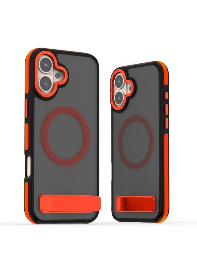 S-TOP Case For iPhone 16 Dual-Color Skin Feel Magsafe Phone Case with Holder - Image 1