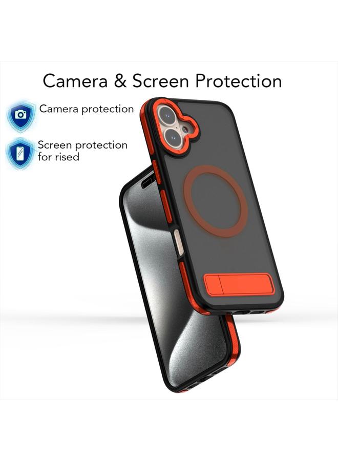 S-TOP Case For iPhone 16 Dual-Color Skin Feel Magsafe Phone Case with Holder - Image 5