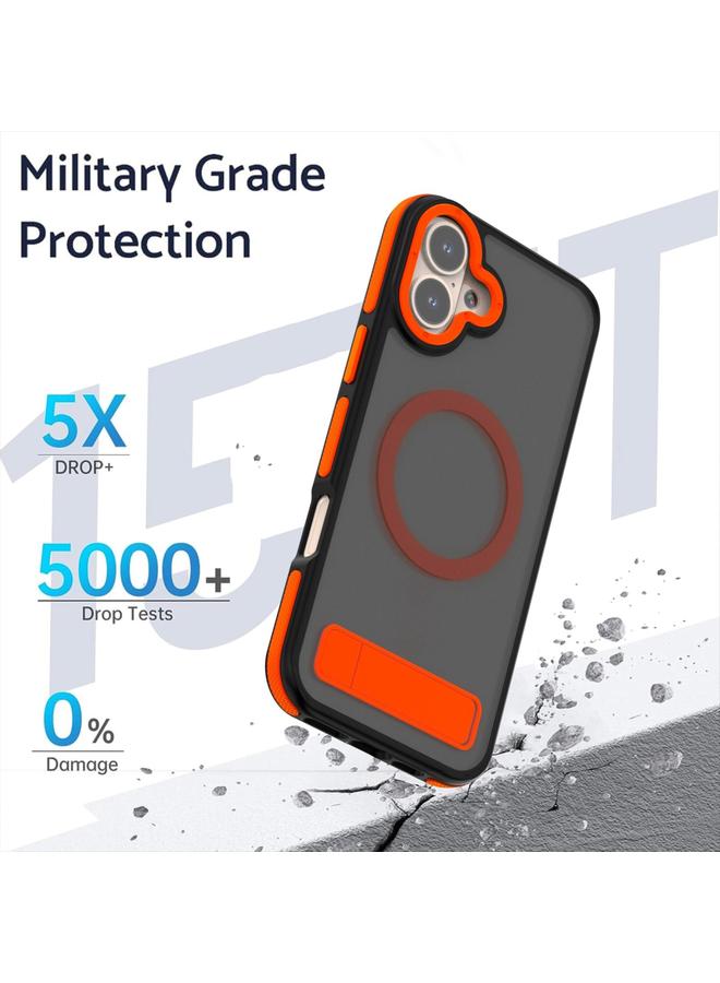 S-TOP Case For iPhone 16 Dual-Color Skin Feel Magsafe Phone Case with Holder - Image 2