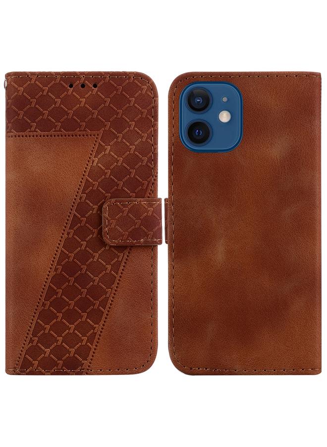 Zaboon Case For iPhone 12 mini Seven-shaped Embossed Leather Phone Case - Image 1