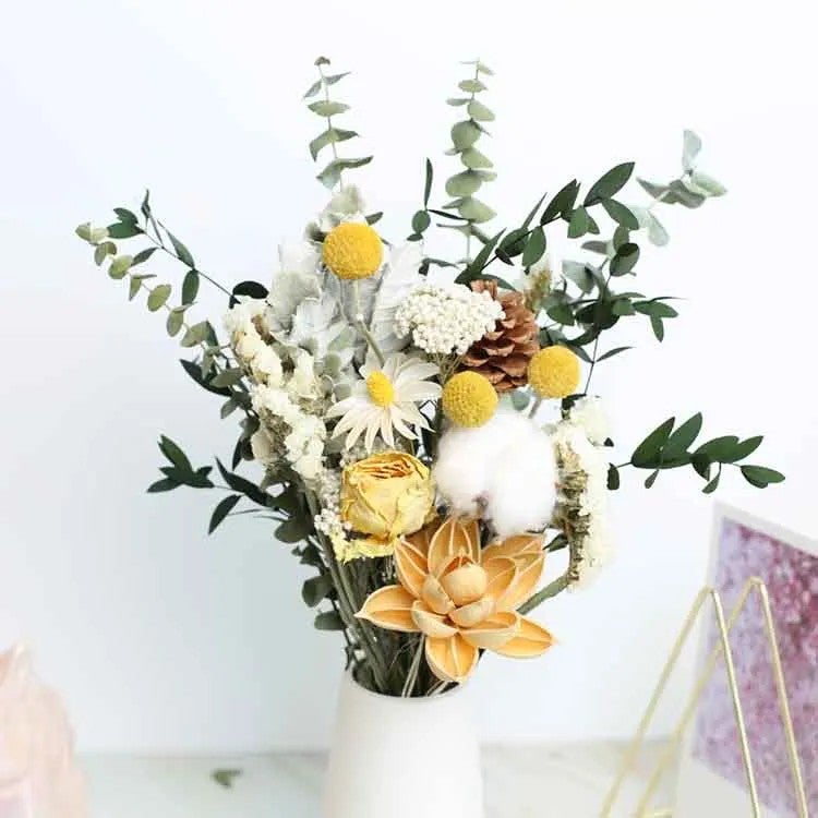 Bluejw Dried Flower Bouquet - Eucalyptus, Rose, Daisy Mix - Natural Dried Plants Arrangement - Image 3
