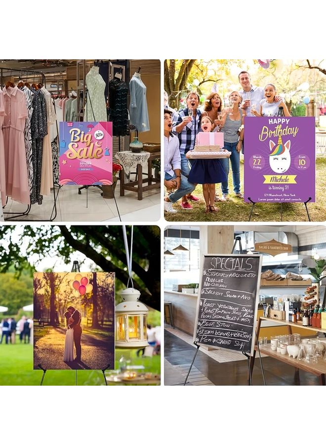 White 64 Inch Foldable Portable Floor Easel With Metal Tripod Adjustable Height Sturdy Frame For Wedding Banners Posters Home Decor - Image 4