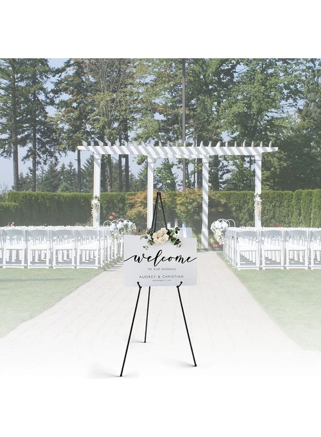 White 64 Inch Foldable Portable Floor Easel With Metal Tripod Adjustable Height Sturdy Frame For Wedding Banners Posters Home Decor - Image 3