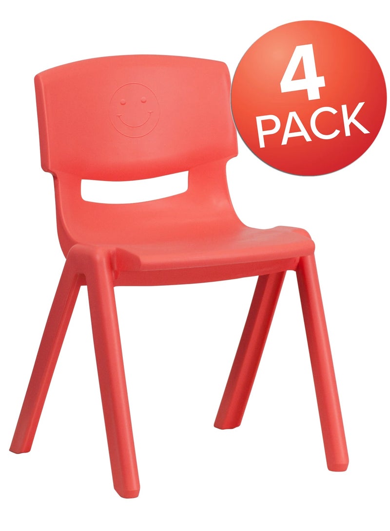 Funz 4 Pieces Funz Stackable Plastic Kids Learning Chairs, 42 X 38 X 61cm, The Perfect Chair for Playrooms, Schools, Daycares and Home, Red  - Image 2