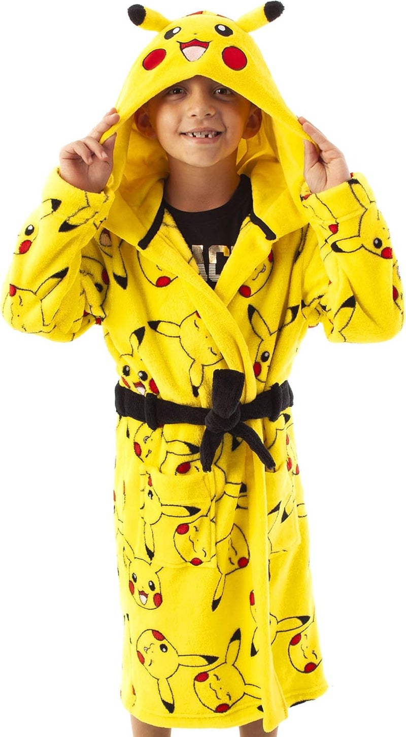 Pokémon Store Pokemon Dressing Gown Kids Boys Girls Pikachu 3D Ears Pjs Bathrobe - Image 1