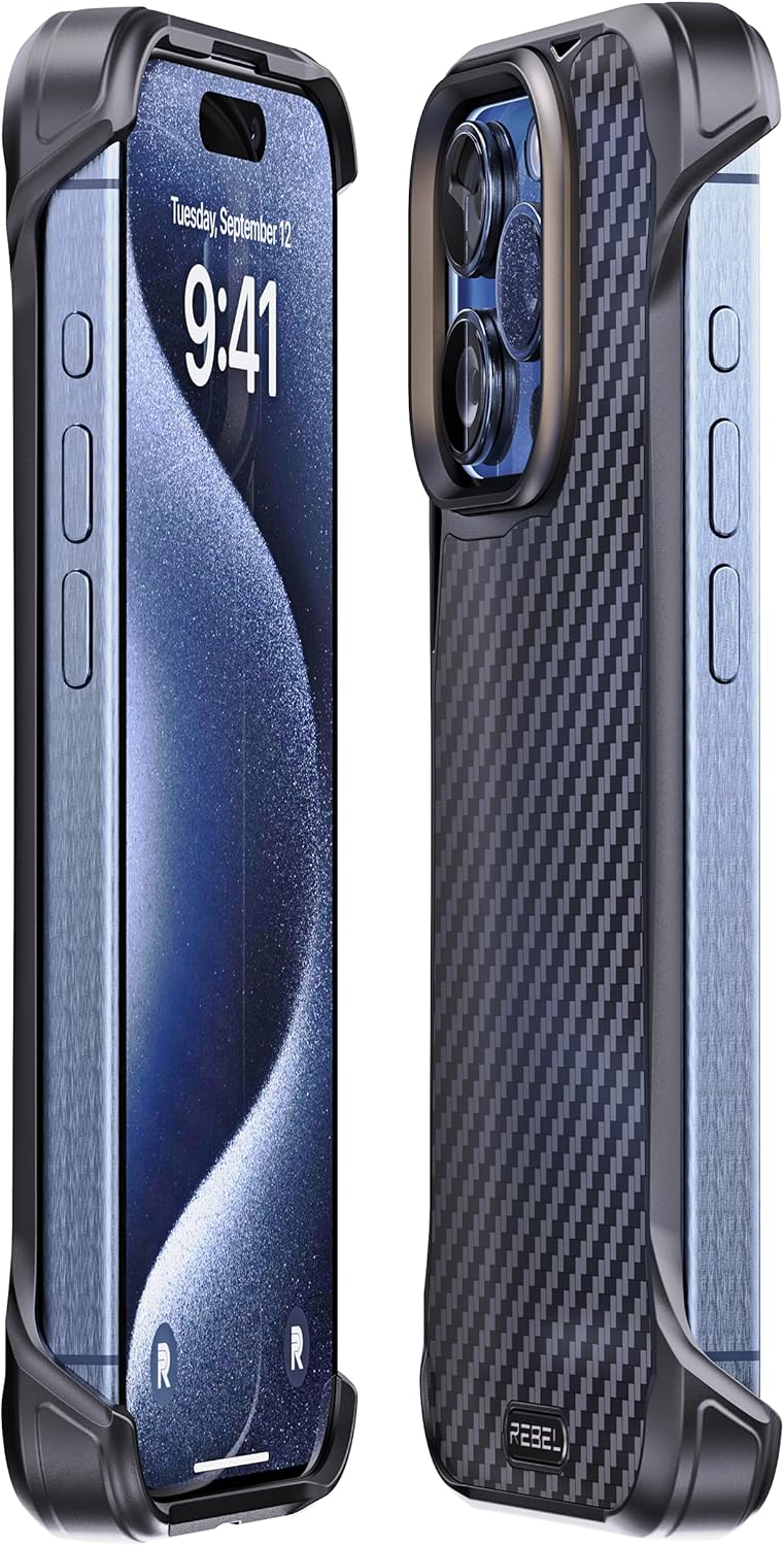 Rebel Case for iPhone 15 Pro [Flex Series] Exposed Sides Comfort, Aramid Fiber, Strong MagSafe Compatible, Shockproof Corners, Metal Lens, Protective Frameless Design, 6.1 Inch Phone 2023 (Flex) - Image 5