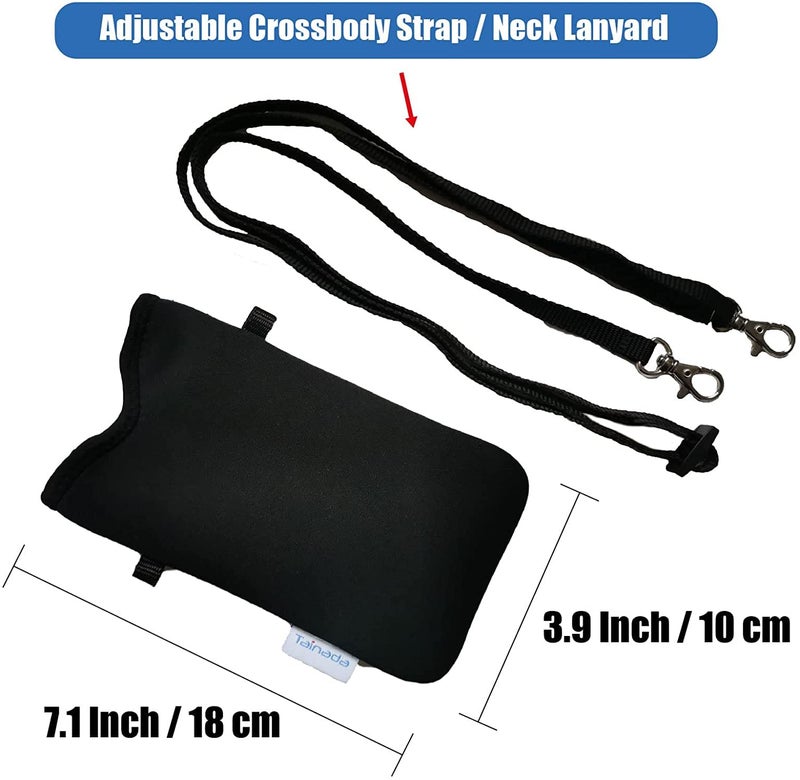Tainada Men Women Neoprene Phone Sleeve Pouch Case Bag w/Crossbody Strap/Neck Lanyard for iPhone 17/16/15 Pro Max, Air, 16/15/14 Plus, 16e; Samsung S25, S4m A56; Google Pixel 10, 9a (Navy Blue) - Image 4