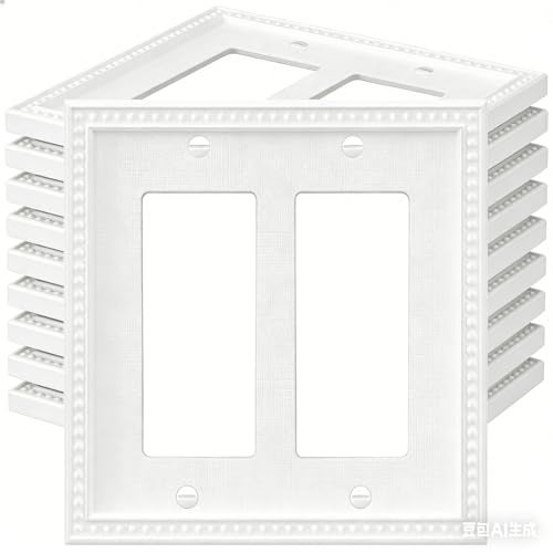 ZEFTV 10 Pack Mid-Size Decorator Wall Plates 2-Gang Switch Outlet Electrical Cover Plate Unbreakable Thermoplastic Faceplate for Light Receptacle Outlet Switch, Classic Beaded Relief Design, White - Image 1