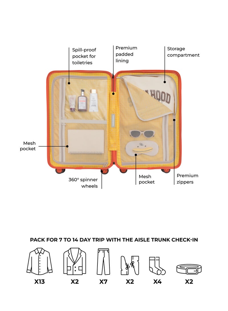 Mokobara The Aisle Trunk Check-In Luggage - Durable Polycarbonate Material | Stardust, Orange - Image 5