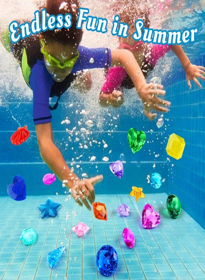 Feivando 32 Pcs Diving Gems Pool Toys for Kids Big Colorful Acrylic Diamonds Pirate Treasure Gemstones Swimming Training Underwater Toys for Summer Pool Beach Party Favor Games - Image 4