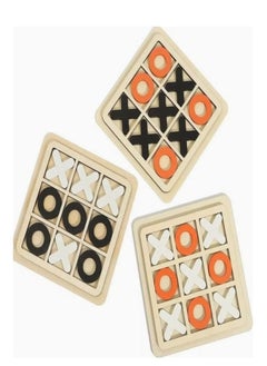 XiuWoo Tic-Tac-Toe Game Toy, Classic Wooden Checkerboard Educational Family Game Toys Set, Portable Casual Tabletop Game for Adults and Kids 3 Pcs 