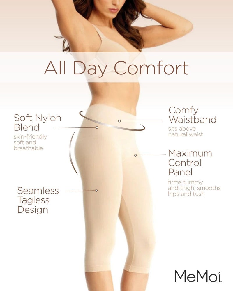 SlimMe Double Agent High Waist Shaping Capris - SlimMe by MeMoi - Versatile Leggings ,Nude,Medium - Image 3