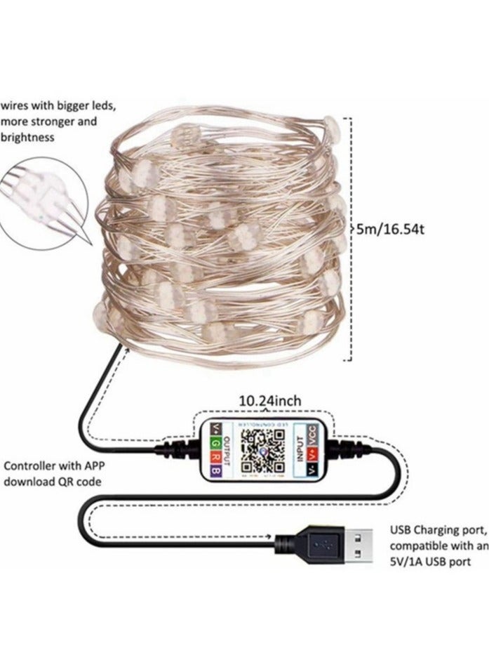PEI  AN Bluetooth four wire copper wire light string USB lighting light Christmas party waterproof decoration remote control music color light 20M200 light  - Image 2
