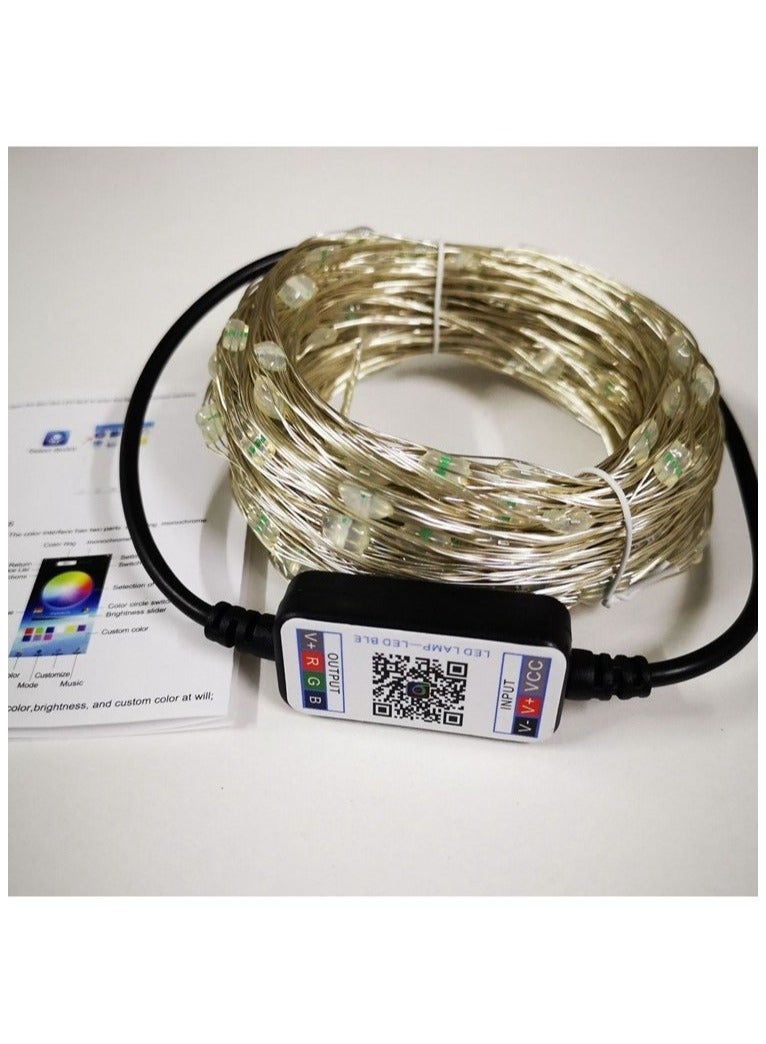 PEI  AN Bluetooth four wire copper wire light string USB lighting light Christmas party waterproof decoration remote control music color light 20M200 light  - Image 3