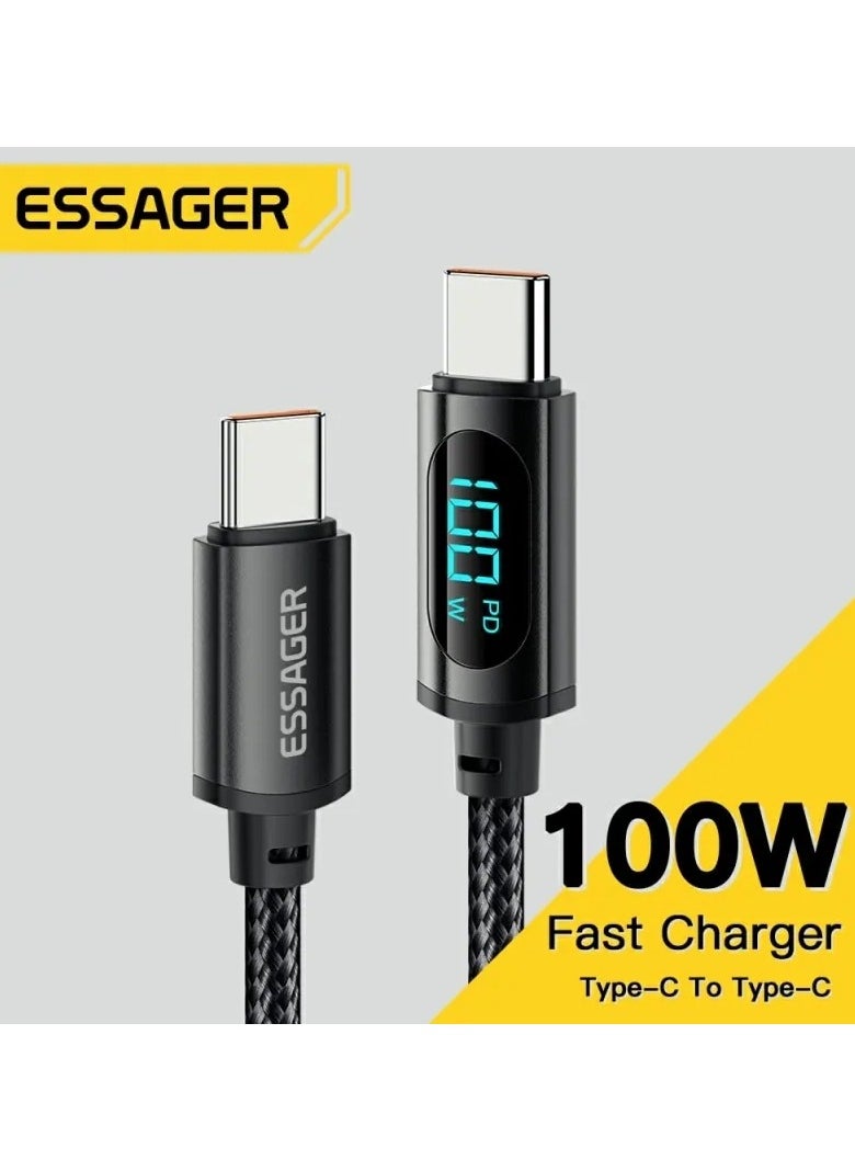 ESSAGER Essager Tape-c Fast Charging Cable Type C to C Black 100W  - Image 1