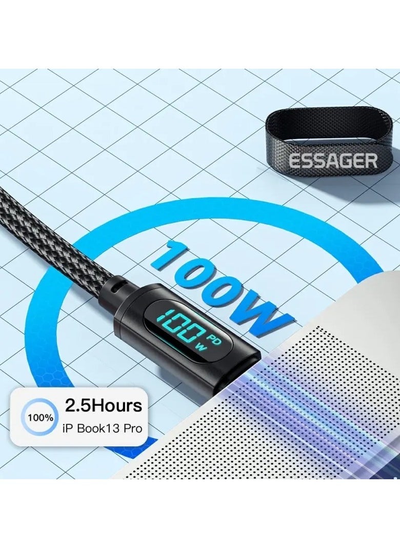 ESSAGER Essager Tape-c Fast Charging Cable Type C to C Black 100W  - Image 4