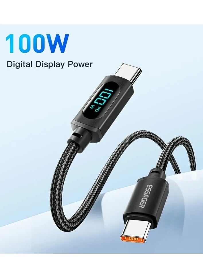 ESSAGER Essager Tape-c Fast Charging Cable Type C to C Black 100W  - Image 2