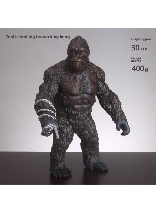 Godzilla Dinosaur Monster لعبة بلاستيكية ناعمة نموذج دمية بأربعة أرجل متحركة من المينا هدية ديناصور تحت عنوان أفكار الهدايا - اللون: جمجمة Island Big Brown King Kong - Image 1