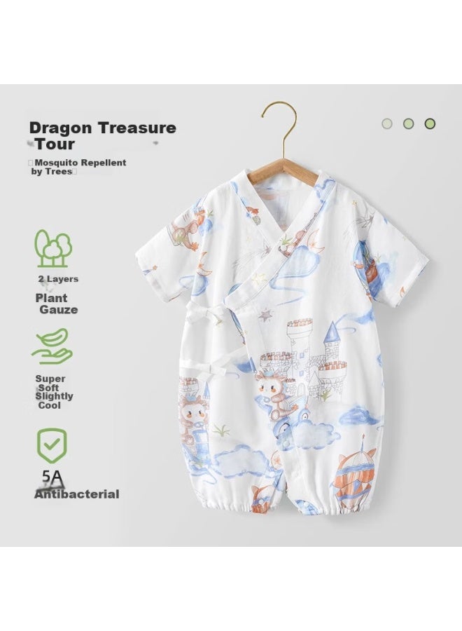 Beptides Beipesi Baby Clothes Summer Thin Bamboo Cotton Romper Newborn Gauze Ha Yi Short Sleeve Baby Pajamas - Image 1