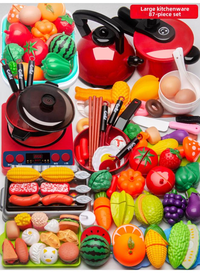 Children's Play House Simulation Kitchen Playing Baby Cutting Fruit Cooking Kitchenware Set Girls Cooking Boys Girls