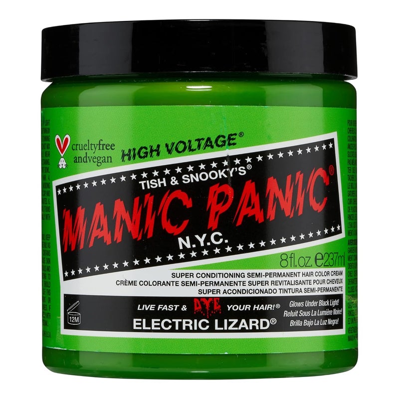 MANIC PANIC Classic Electric Lizard Semi Permanent Hair Color - Bright Neon Green Hair Dye for Women & Men That Lasts 4-6 Weeks - Vegan, Ammonia & Cruelty-Free - Create & Mix Custom Shades (8oz)