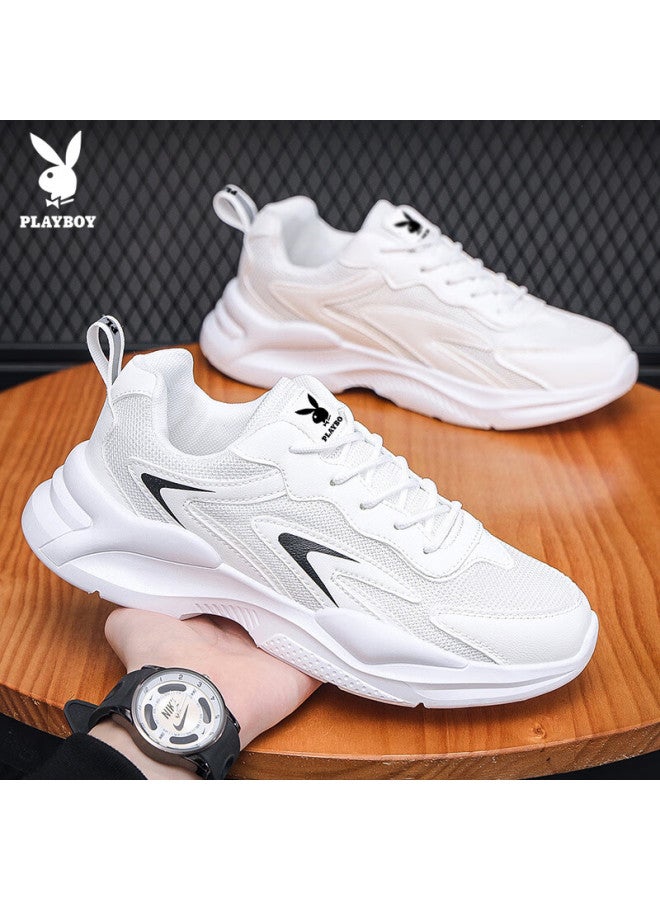 Playboy Men's Dad Shoes Summer Shoes Men's All-match Casual Shoes Men's Breathable Sports Shoes White 40 - Image 1
