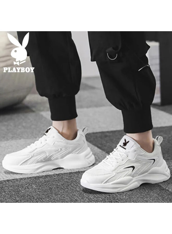 Playboy Men's Dad Shoes Summer Shoes Men's All-match Casual Shoes Men's Breathable Sports Shoes White 40 - Image 5