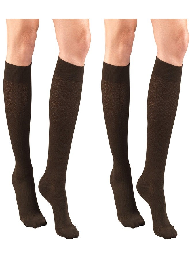 Truform Compression for Women 15-20 mmHg Socks Brown Diamond Pattern, Medium, 2 Count - Image 1