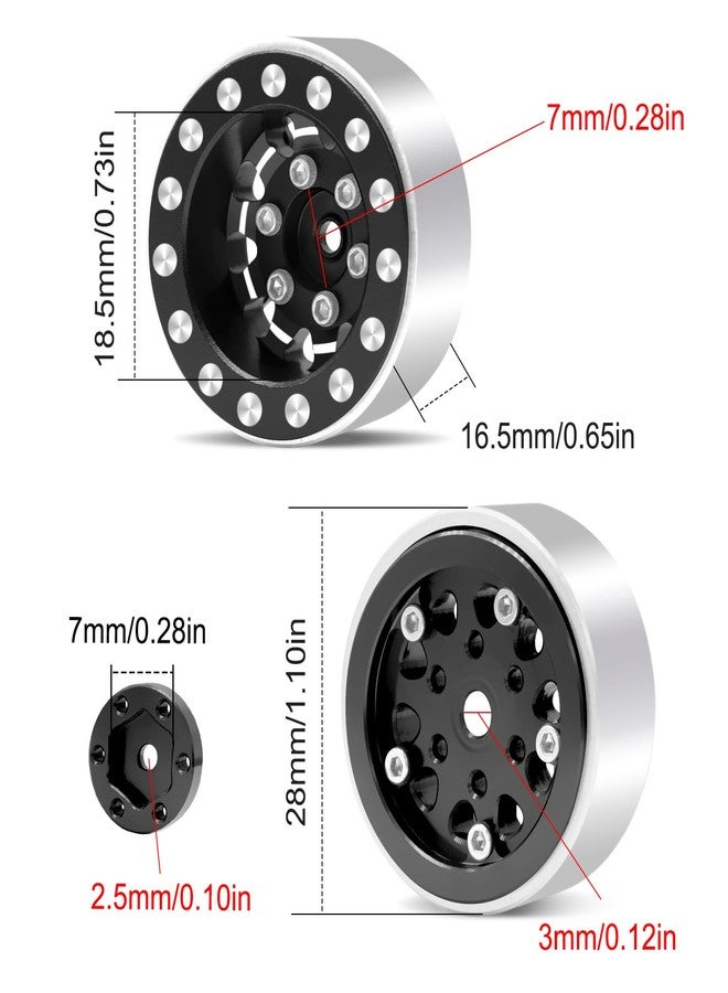 OGUNKE عجلات OGRC 1.0 حواف عميقة مع انحراف سلبي 7 مم لعجلات SCX24 C10 JLU Deadbolt Gladiator Bronco 1/24 سيارة زاحفة (أسود) - Image 5
