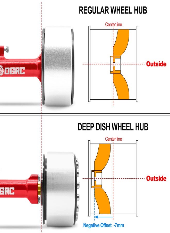 OGUNKE عجلات OGRC 1.0 حواف عميقة مع انحراف سلبي 7 مم لعجلات SCX24 C10 JLU Deadbolt Gladiator Bronco 1/24 سيارة زاحفة (أسود) - Image 3