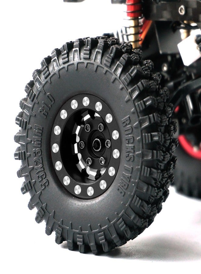 OGUNKE عجلات OGRC 1.0 حواف عميقة مع انحراف سلبي 7 مم لعجلات SCX24 C10 JLU Deadbolt Gladiator Bronco 1/24 سيارة زاحفة (أسود) - Image 2