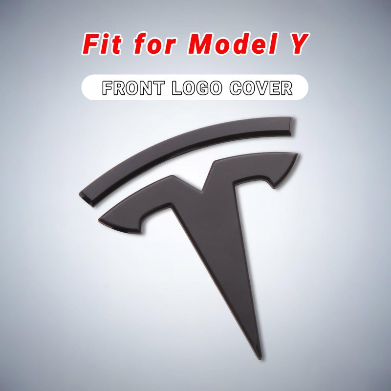 Nanaholy Model Y Accessories for Tesla Emblem Sticker 2PCS/Set 2024 2023 2022 2021 2020 Logo Decal (Black) - Image 2