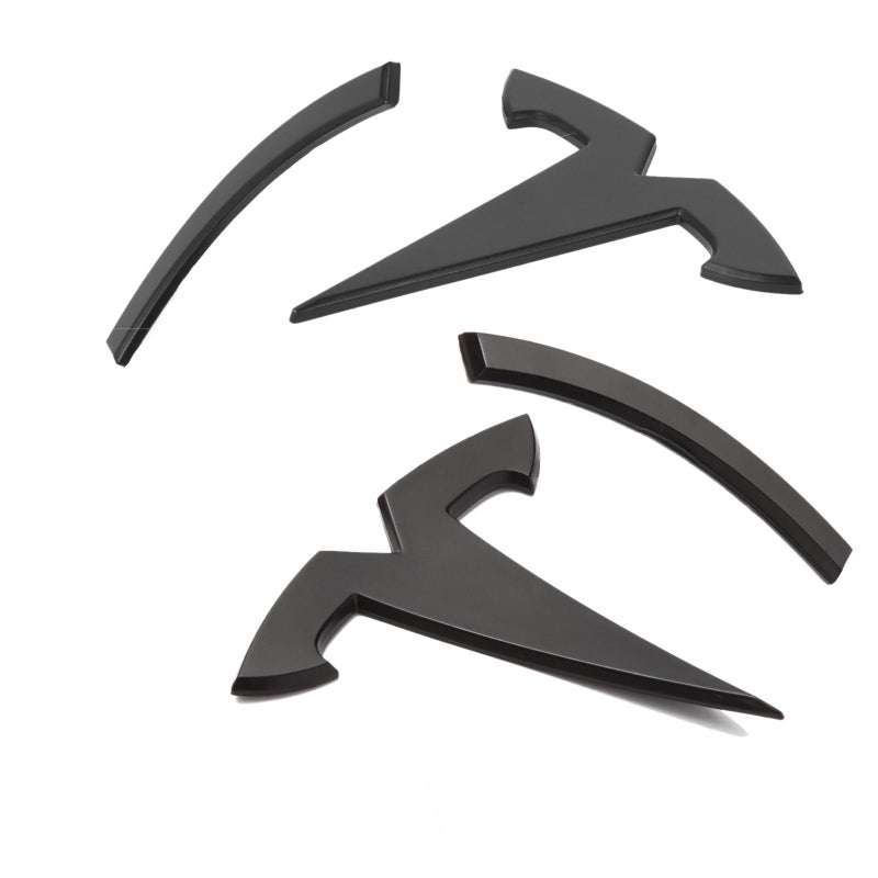 Nanaholy Model Y Accessories for Tesla Emblem Sticker 2PCS/Set 2024 2023 2022 2021 2020 Logo Decal (Black) - Image 1