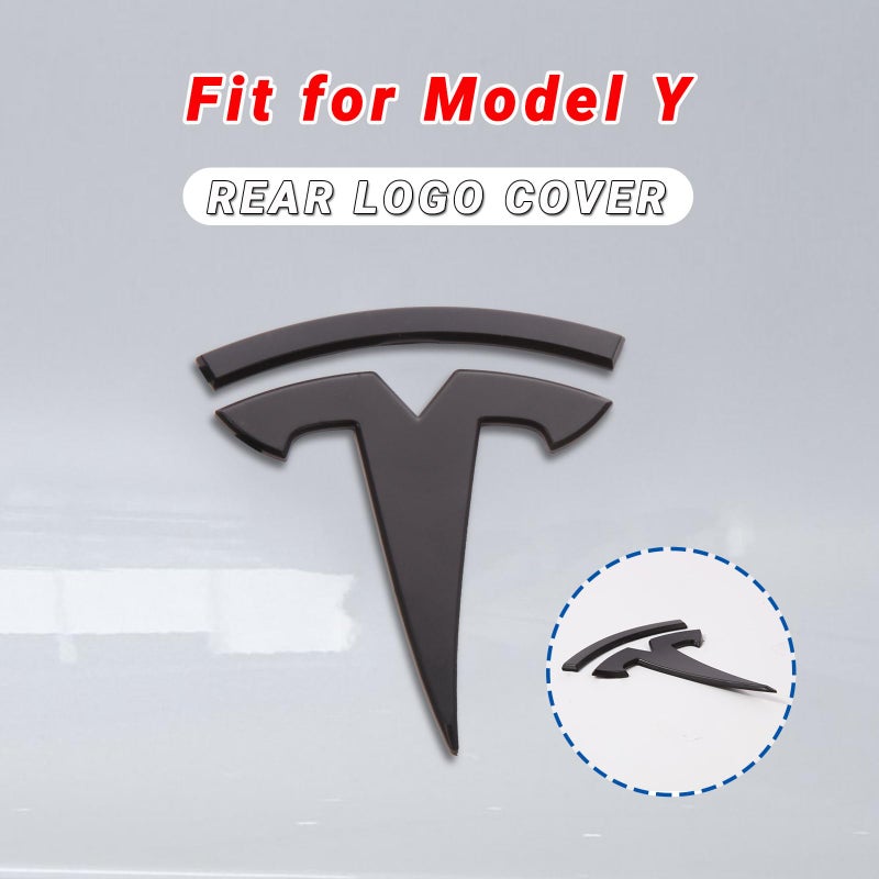 Nanaholy Model Y Accessories for Tesla Emblem Sticker 2PCS/Set 2024 2023 2022 2021 2020 Logo Decal (Black) - Image 5