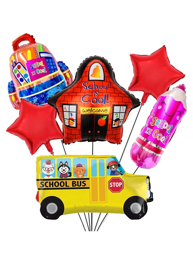 Back to school balloons. back to school party decorations school balloon party supplies. school bus shaped foil balloons for first day of school classroom decoration