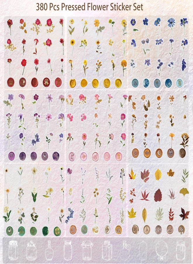 PAGEMORE 380 Pcs Natural Flower Stickers for Scrapbooking, Floral Decorative Retro Decals Aesthetic Watercolor Stickers for Phone Case Stickers Art Journaling Bullet Junk Journal Planners DIY Craft Notebook - Image 3